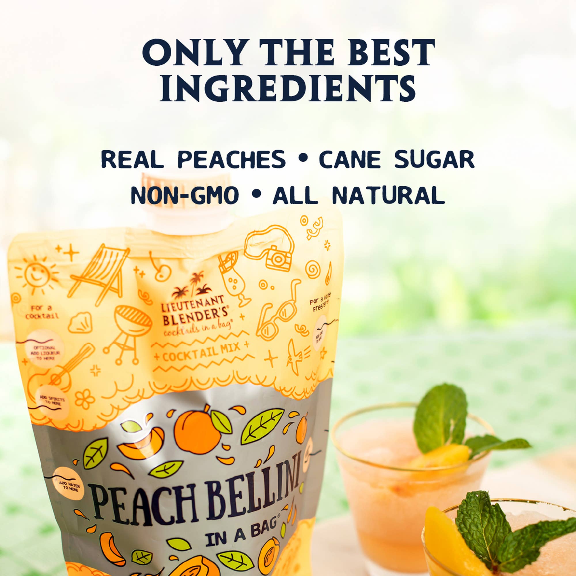 Lieutenant Blender's Cocktail Mixes - Wholesale Cocktail Mix/Syrup - Peach Bellini in a Bag® Cocktail / Mocktail Slushie Mixer4