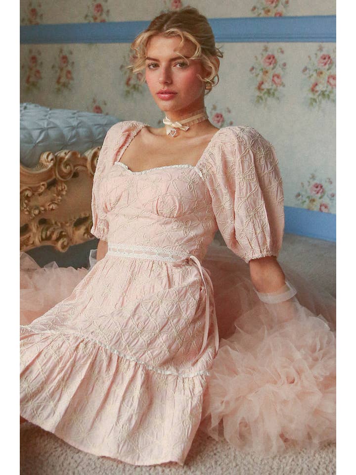 Listicle - Wholesale Dress - Women's - Embroidered Puff-Sleeve Mini Dress