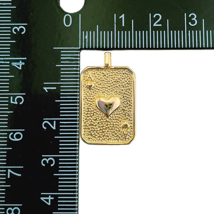 Beads Creation - Wholesale Individual Charm/Pendant - Gold Filled Ace of Heart Card Tag Charm, CP12812