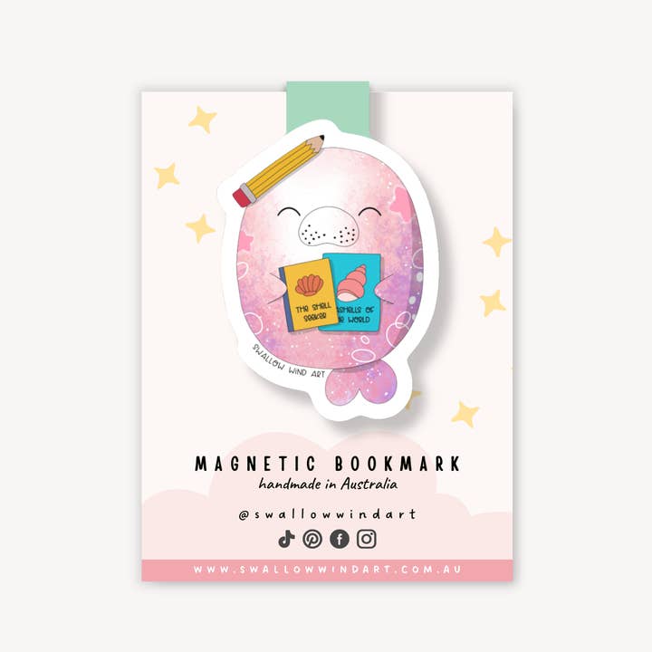 Magnetic Bookmark - Manatee Reading Buddy for wholesale by Swallow Wind Art