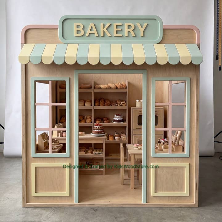 Wooden Bakery Playhouse + Furnitures for Kids | Personalized 20+ Themes | All-Inclusive Turnkey Project for wholesale by Kids Wood Store U.S. / EU.