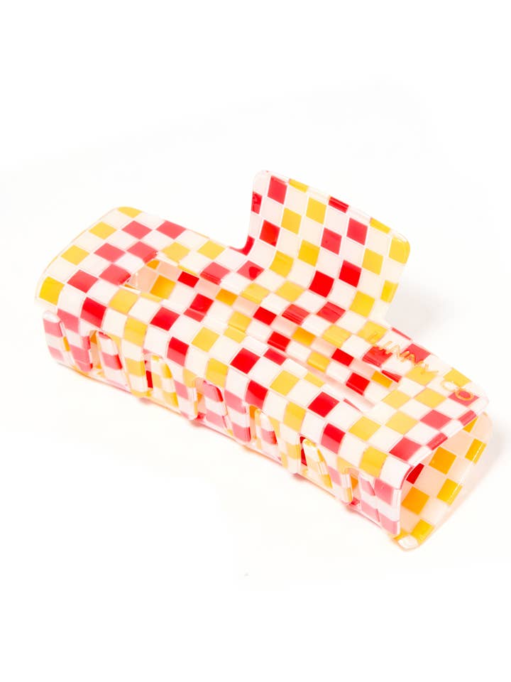Hair Clip - Harper Red and Gold Checkered for wholesale by LINNY CO
