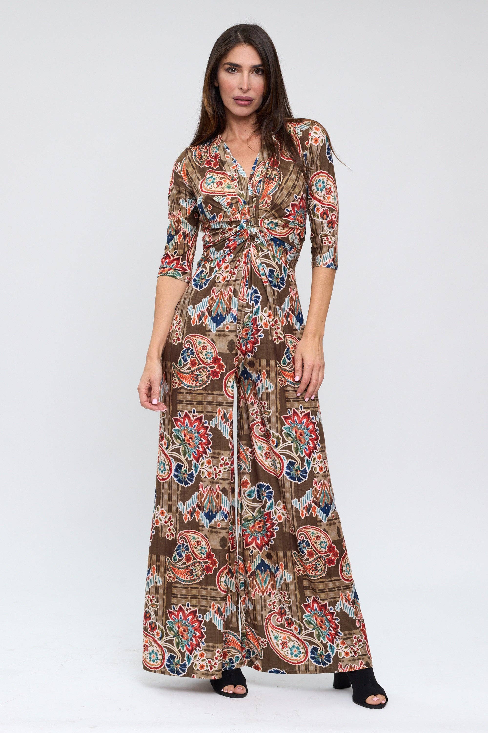 Julie d orleac - Wholesale Jumpsuit - Women's - Brown tones printed single knot