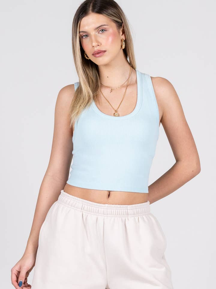 Canotta con scollo rotondo a costine in bambù - CEBT1014 per la vendita all'ingrosso da parte di C'est Moi Clothing Co