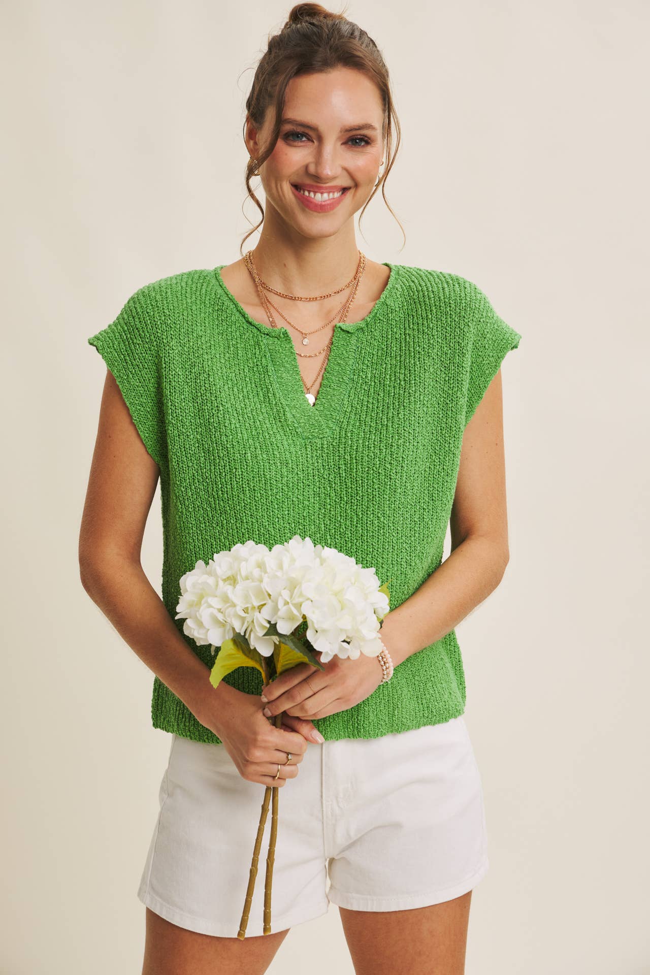 in february - Wholesale Knit Sweater - Women's - RELAXED FIT SLUB KNIT SWEATER TOP WITH SPLIT NECK23