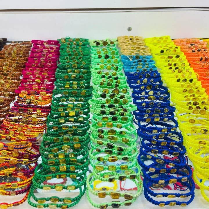 Amber braided bracelet 3 stones for wholesale by Casa Gianella LLC