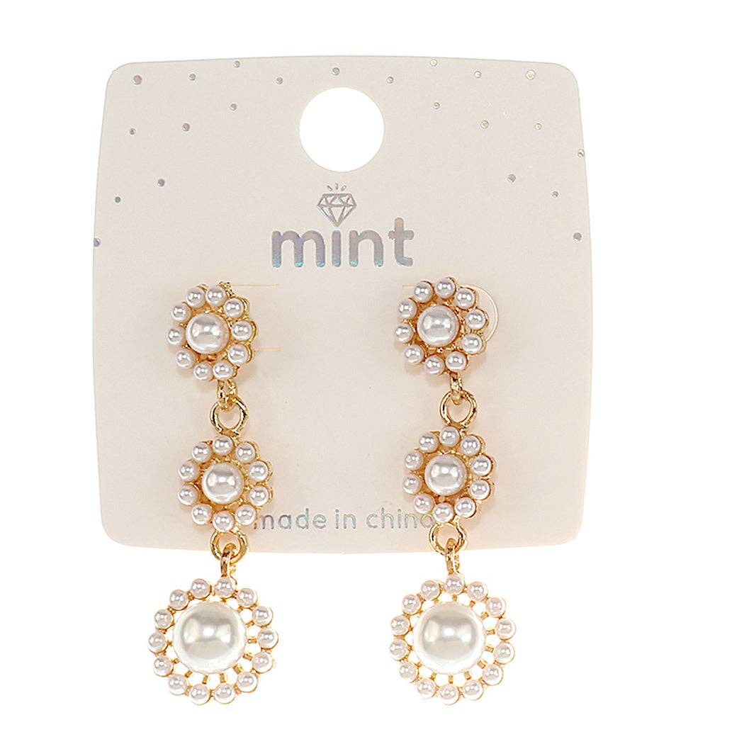 Atlas Fashion - Wholesale Dangle Earrings - Pearl Flower Cascade Earring0