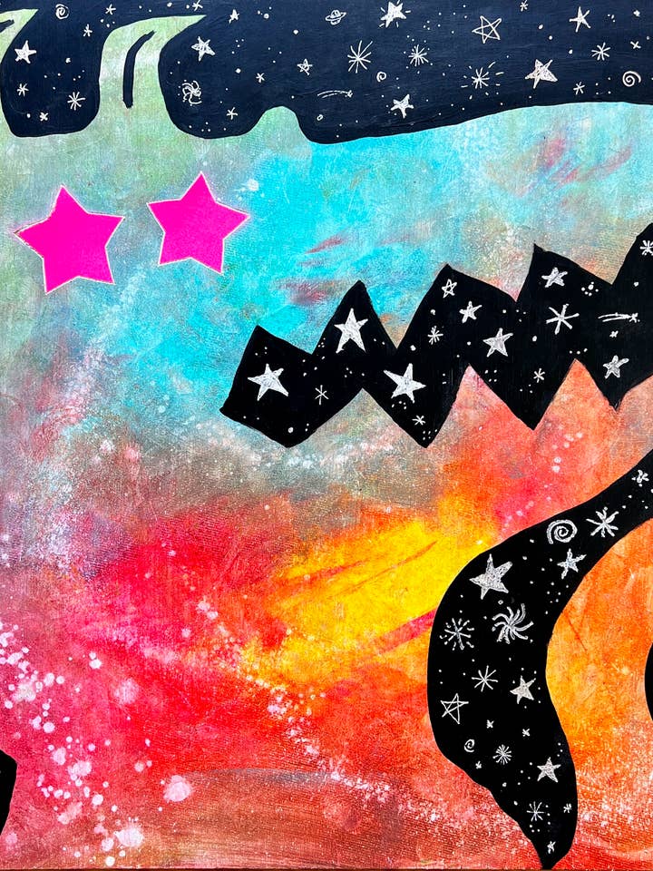 Starstruck - 24x24" original painting on wood panel 2025 for wholesale by Pixel Palmer