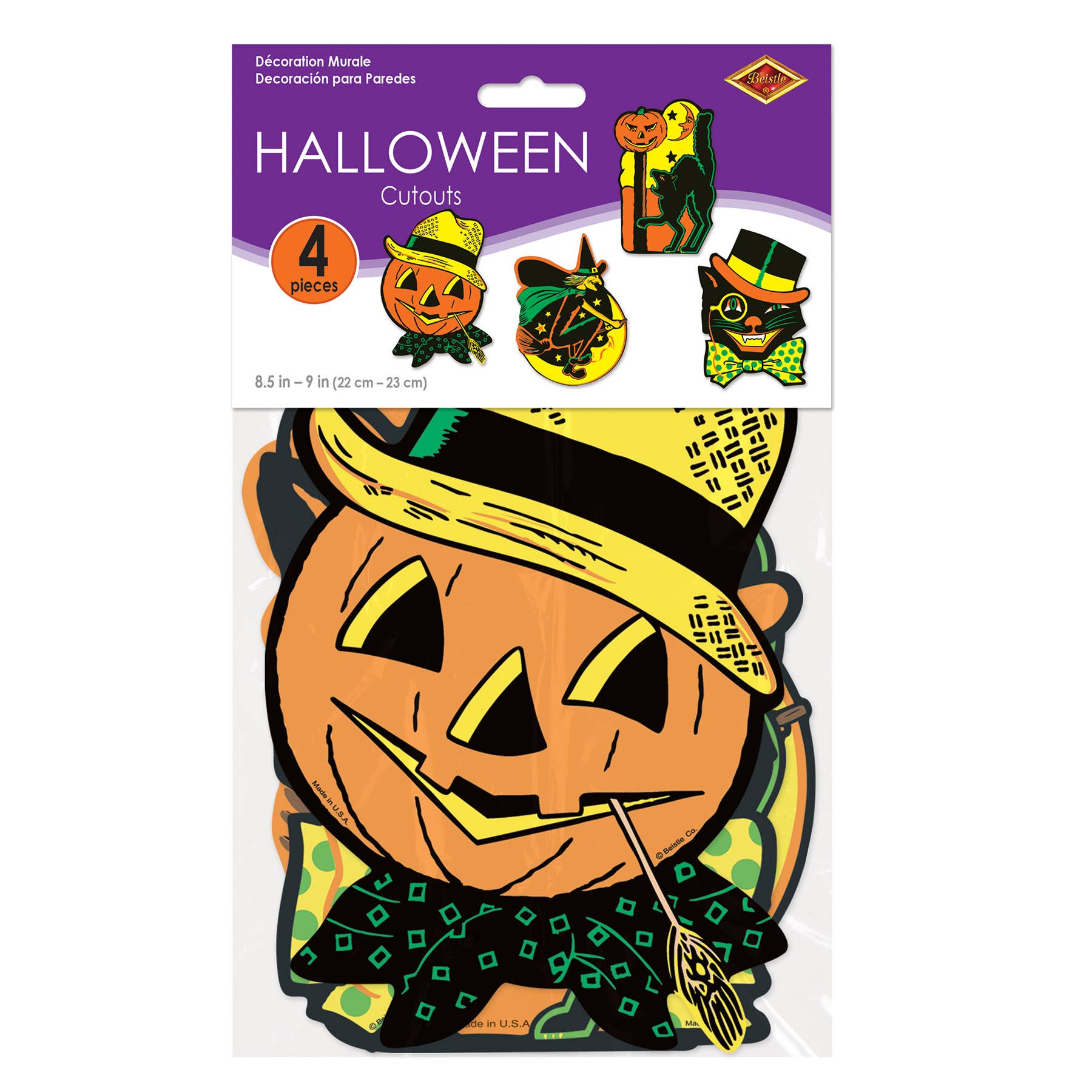 Beistle - Wholesale Cutouts - Halloween Cutouts, 8½"-9¼", 4 per package, Assortment varies2