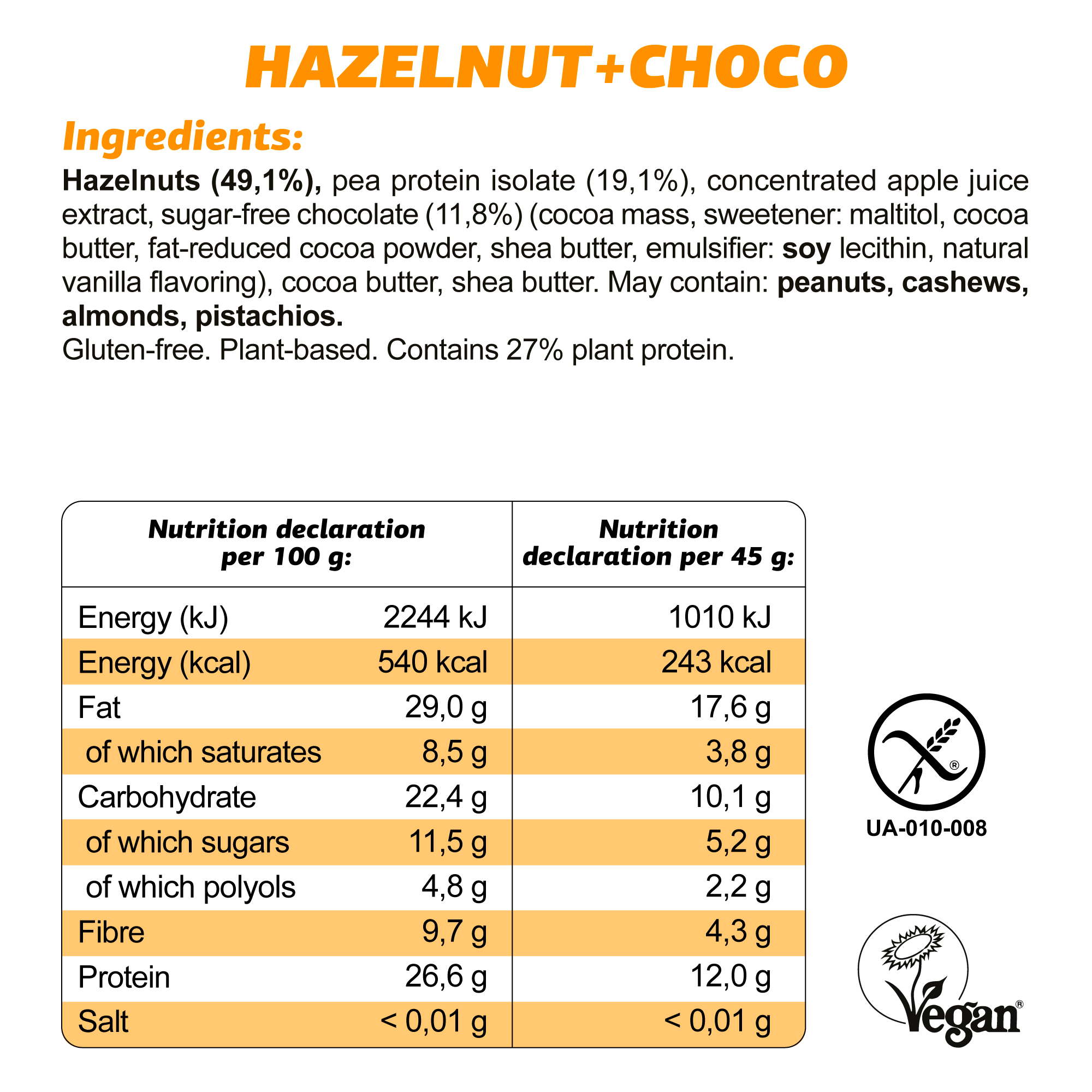 FIZI - Wholesale Snack Bar - PROTEIN "HAZELNUT + CHOCO" 10x45G5