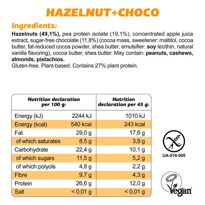 FIZI - Wholesale Snack Bar - PROTEIN "HAZELNUT + CHOCO" 10x45G5