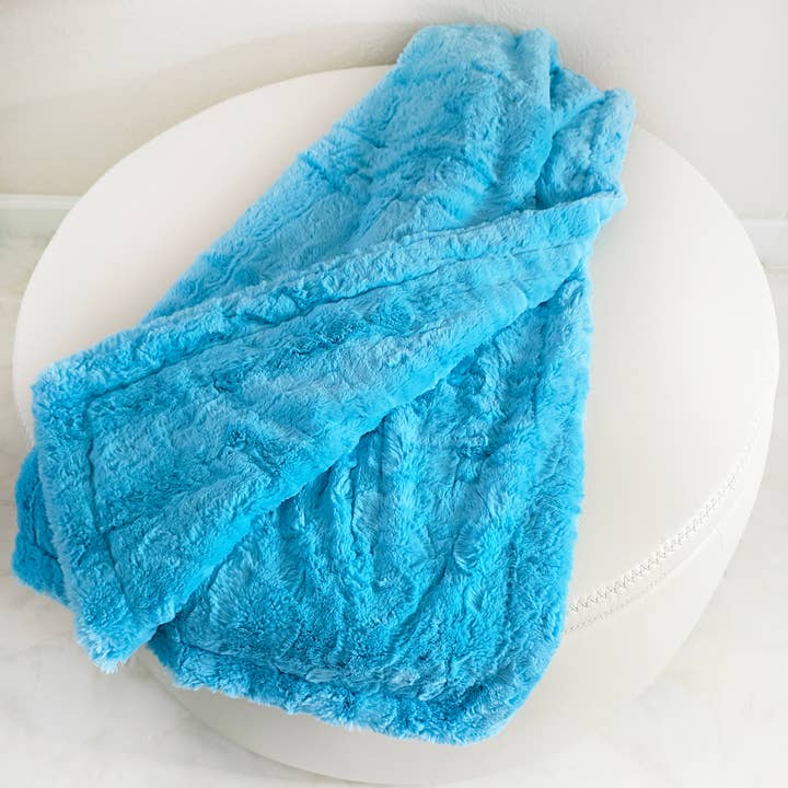 Blue Atoll Full/Queen Size 60 x 72 Minky Faux Fur Blanket for wholesale by Two Lumps of Sugar