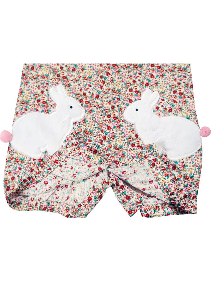 Angeline Kids - Wholesale Jumpsuit - Baby - Baby Girls Easter Floral Bunny Pom Pom Romper Bubble1
