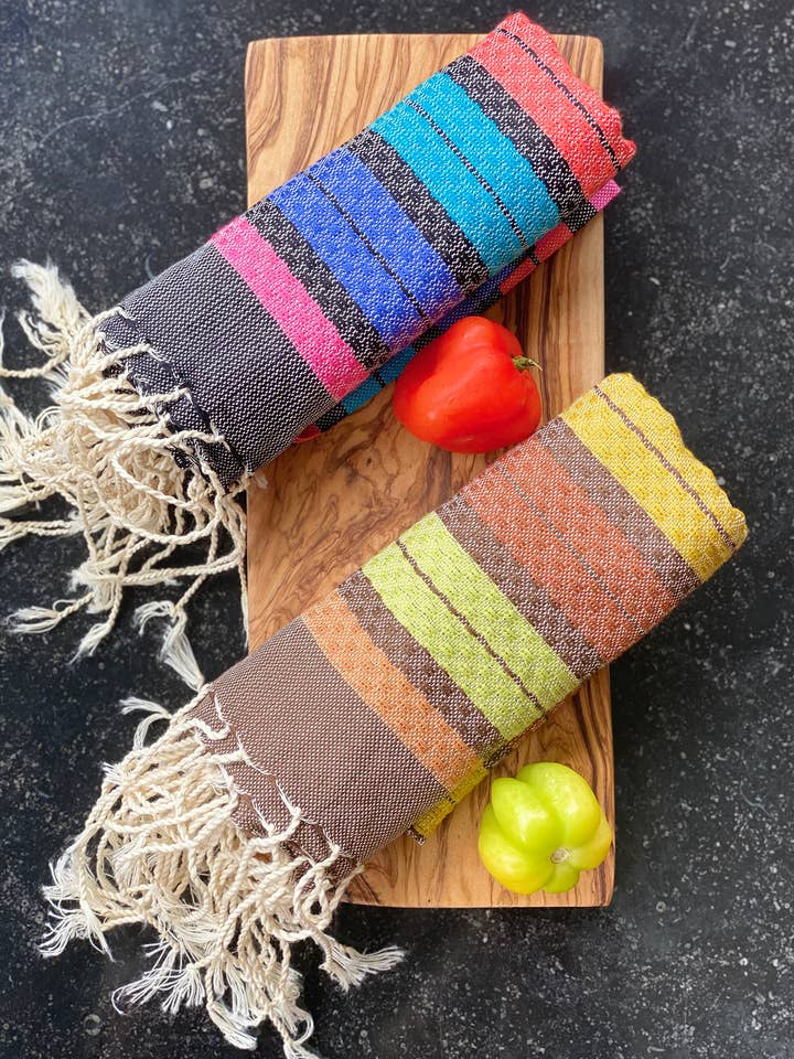 Gæstehåndklæde Honeycomb Multicolor Stripes for engroshandel hos Scents and Feel