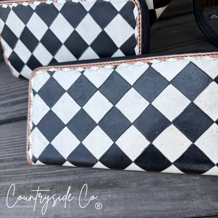 Texas Western Cowhide Bags and More - Wholesale Wallet - Women's - Avenue Checkered Leather Wallet3