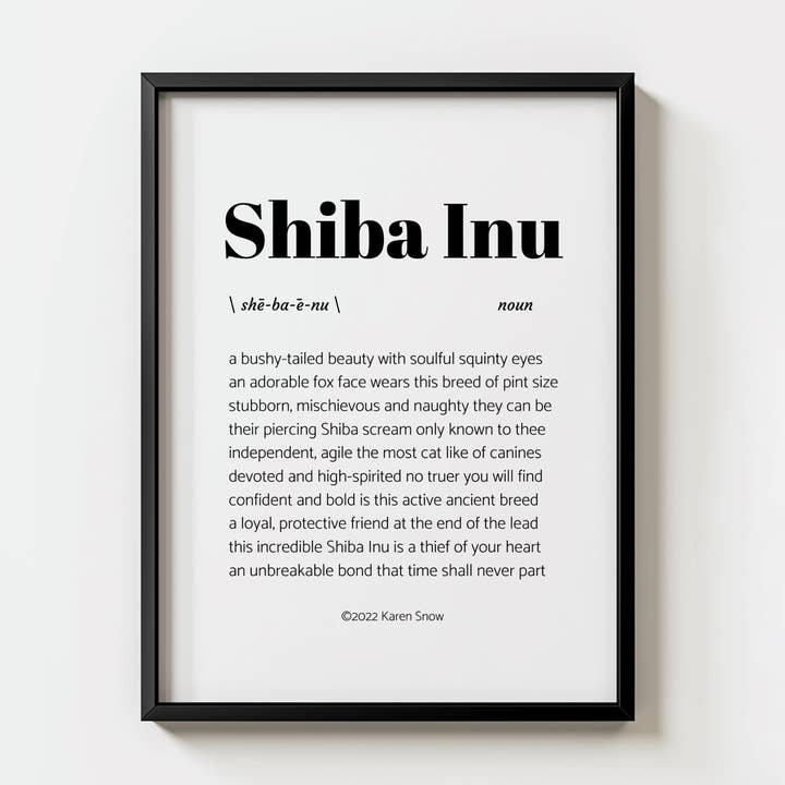 Shiba Inu Dog Poetry Print, 8x10 Art Print for wholesale by Quill & Keepsake