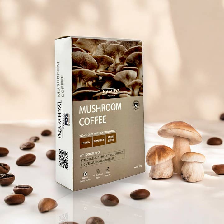 Namhya Ayurveda - Wholesale Powdered Health Drink - Mushroom Coffee | Lion’s Mane, Reishi & More| Mind-Boosting, Jitter-Free Energy | Focus - Immunity - Energy