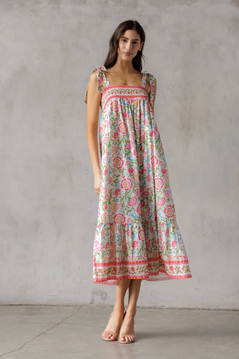 STORIA - Wholesale Dress - Women's - SJD7582 - MULTI FLORAL TIE MIDI DRESS9