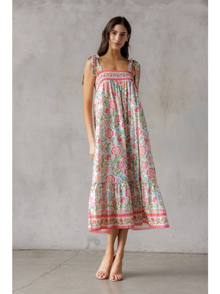 STORIA - Wholesale Dress - Women's - SJD7582 - MULTI FLORAL TIE MIDI DRESS9