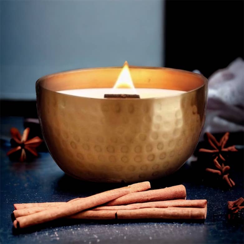 Woodsy Homelife – Vela em jarro/copo por atacado – Canela crua e cravo - Vela de Soja Pura de Latão Sólido 14oz