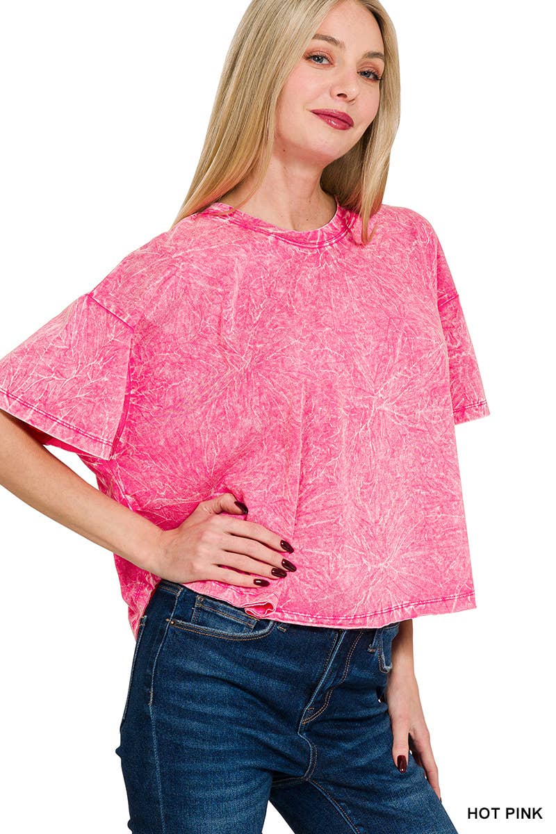 42POPS – wholesale T-shirt – women's – "._ SI-25351 Vintage Washed Short Sleeve Top As shown44