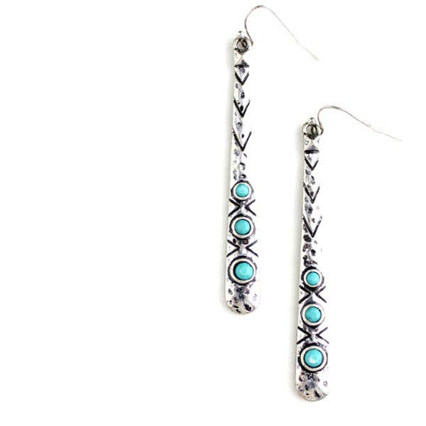 Turquoise Bar Earrings - Silver for wholesale by Wyo-Horse Jewelry