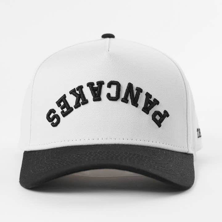 Pancakes Upside Down Embroidered A-Frame Snapback Hat for wholesale by The Hungry Sloth
