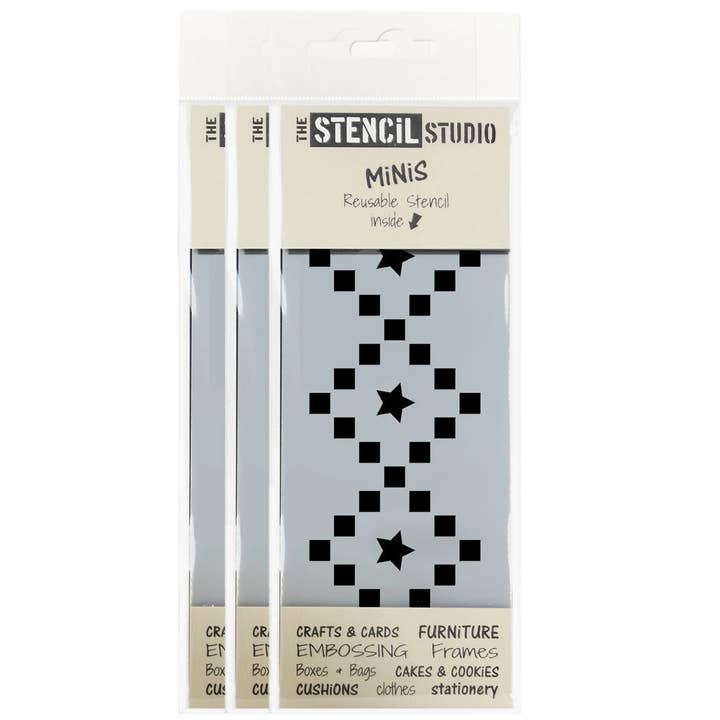 Stencil MiniS - Pochoir Mosaic Star Border pour la vente par The Stencil Studio