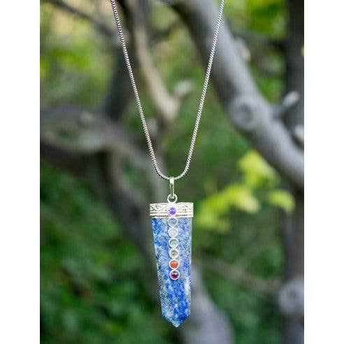 Kimago Look - Venta al por mayor Collares con colgantes/abalorios - Dije Chato Lapislazuli 7 Chakras