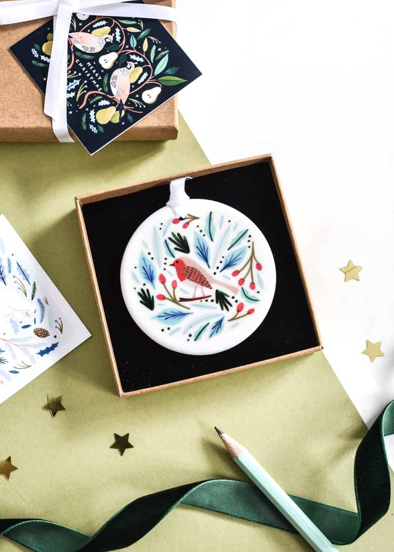 Amber Davenport Art - Wholesale Ornament - Robin Christmas Ornament3