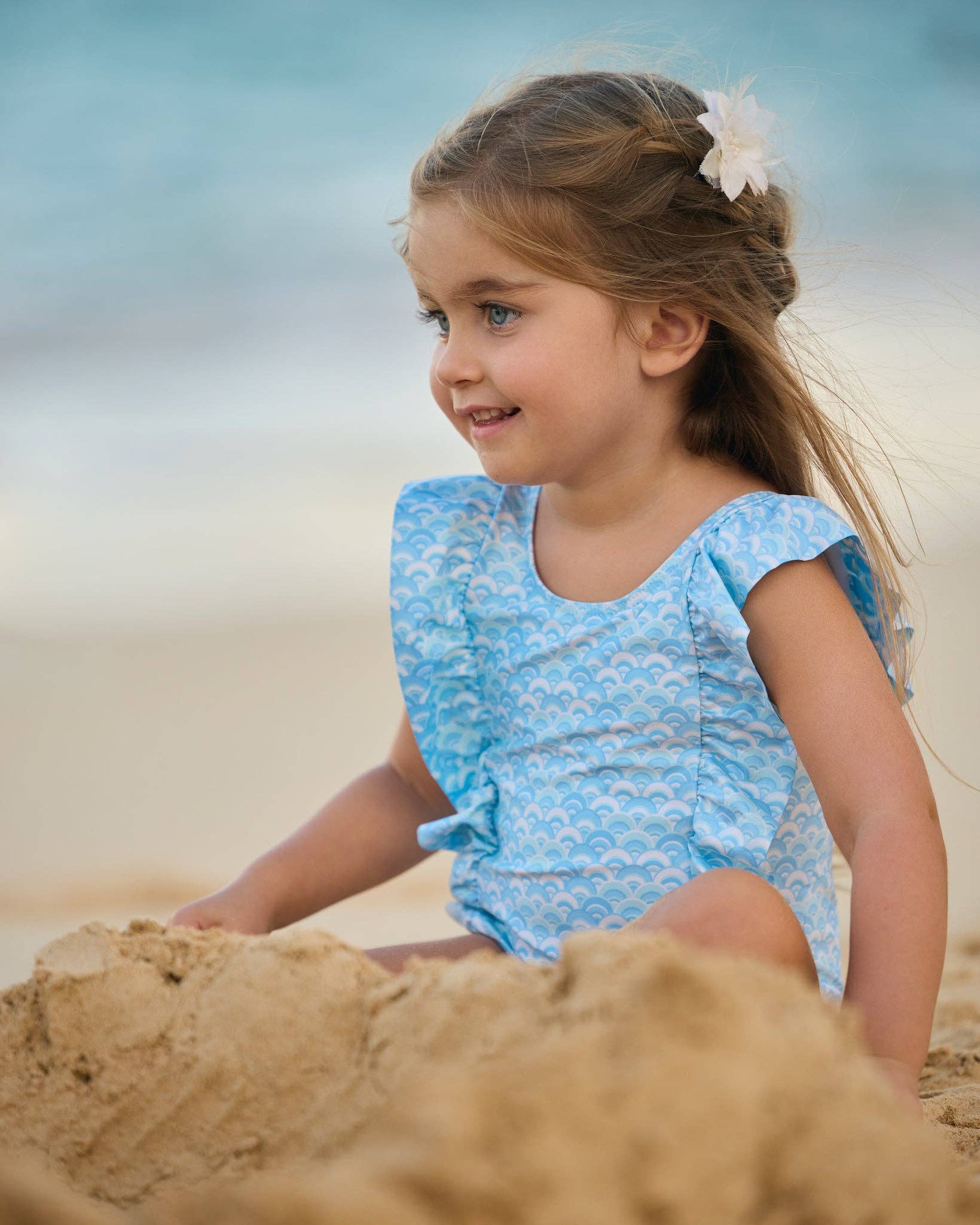 Blue The Anguilla - Mini - Girls Ruffle One Piece UPF 50+ for wholesale on Faire1