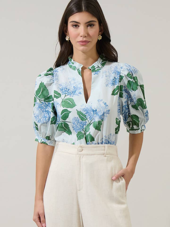 Mirla Floral Terri Puff Sleeve Top for wholesale by Sugarlips