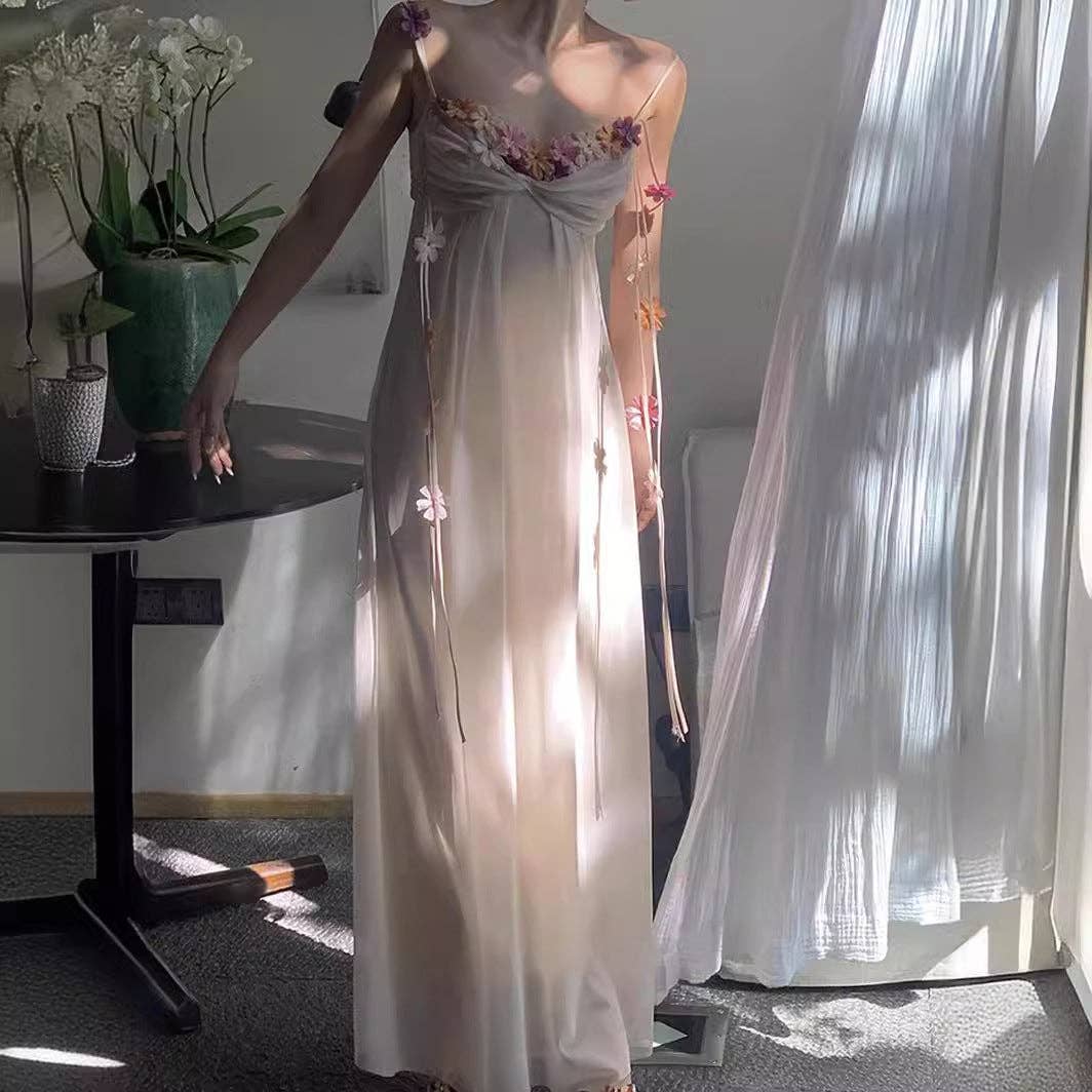 Creme Hvid Acetat Slipkjole Æterisk Luksuriøs Ferieklar #2 for engroshandel på Faire12