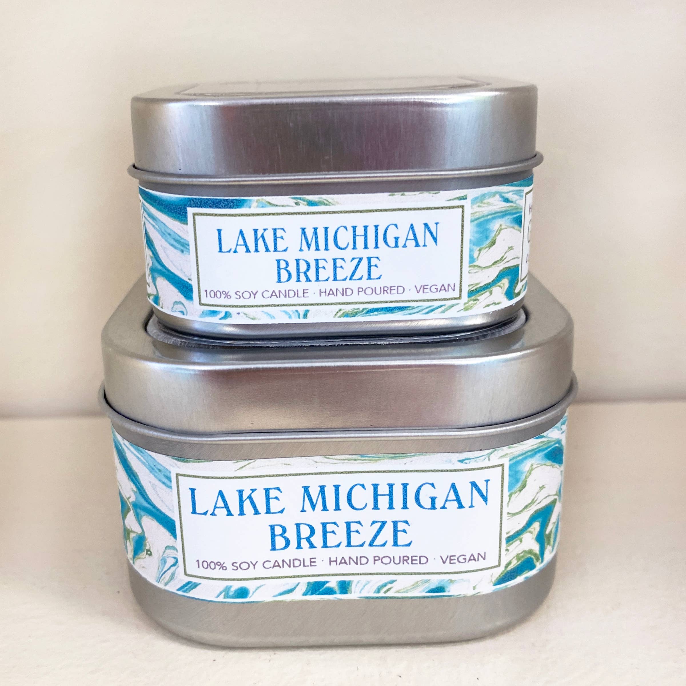 Green Daffodil Bath & Body - Wholesale Travel Candles - Lake Michigan Breeze Soy Candle in Small Tin -Beach Breeze0