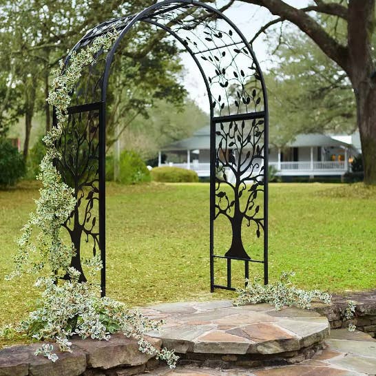 Whole Garden Outdoor S, Metal Arched Garden Arbor With Tree Of Life Design