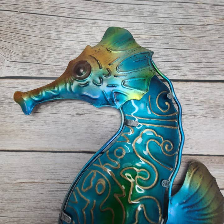 Orlando Warehouse84 - Wholesale Wall Art Set - Glass and Metal Seahorse Wall Decor