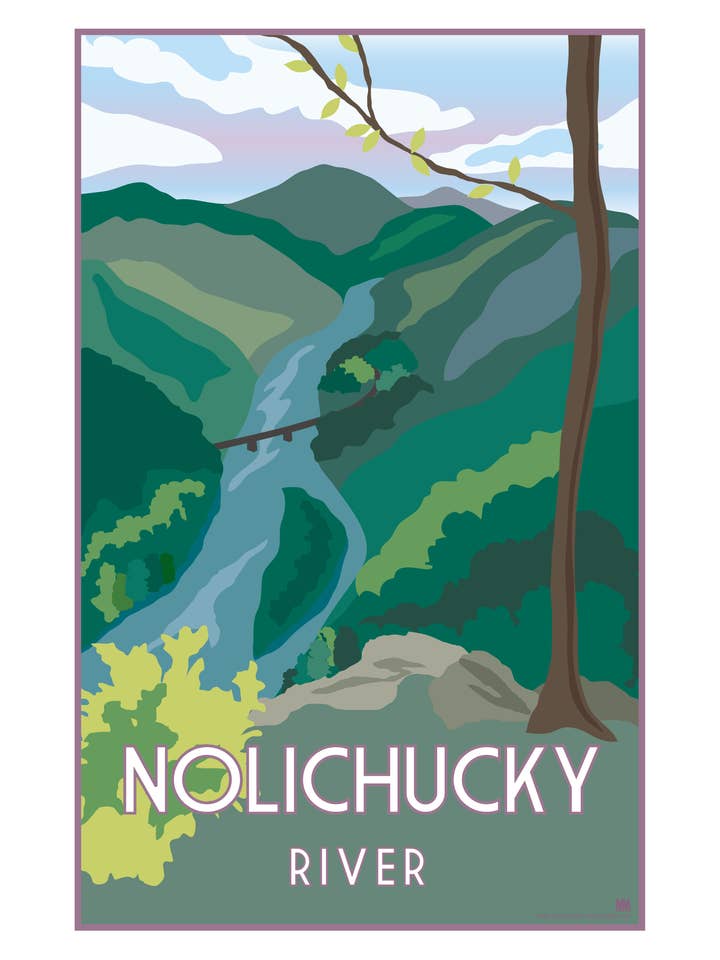 Nolichucky River Tennessee Nature Voyage Impression 11 x 17 pour la vente par Shell Creek Sellers
