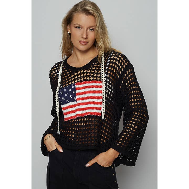 Apolline - Wholesale Knit Sweater - Women's - V Neck American Flag Hoodie Sweater Patriotic Cozy and Styli8