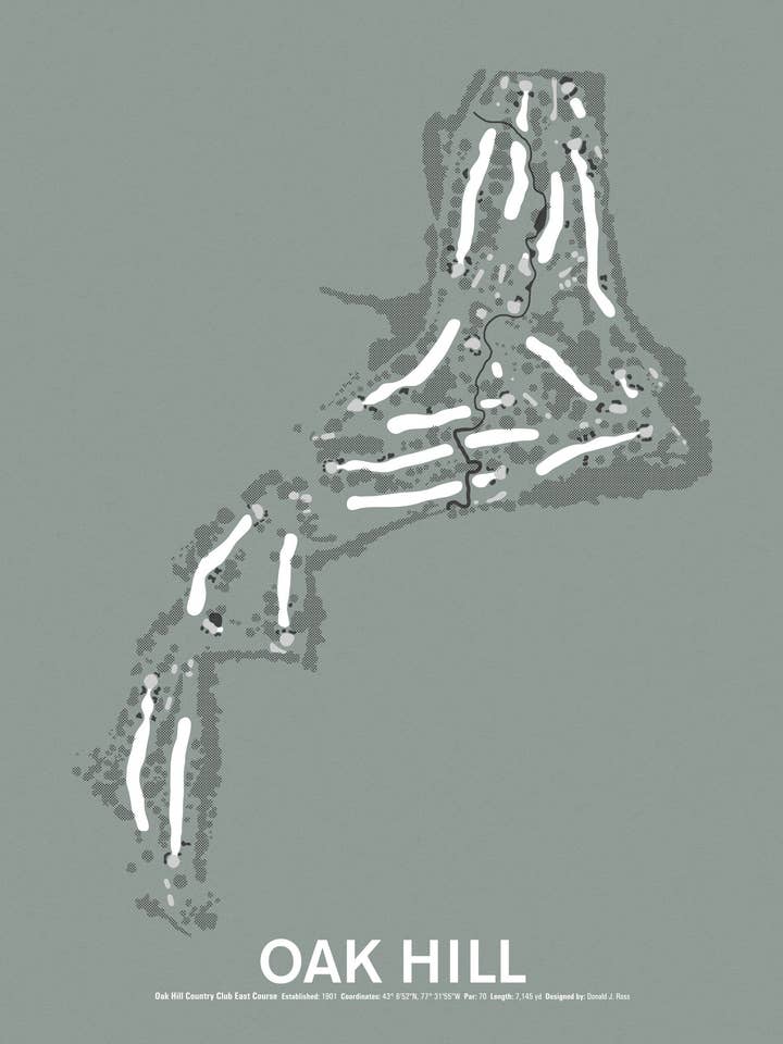 Oak Hill Country Club East Course Screenprint for wholesale by NOMO Design