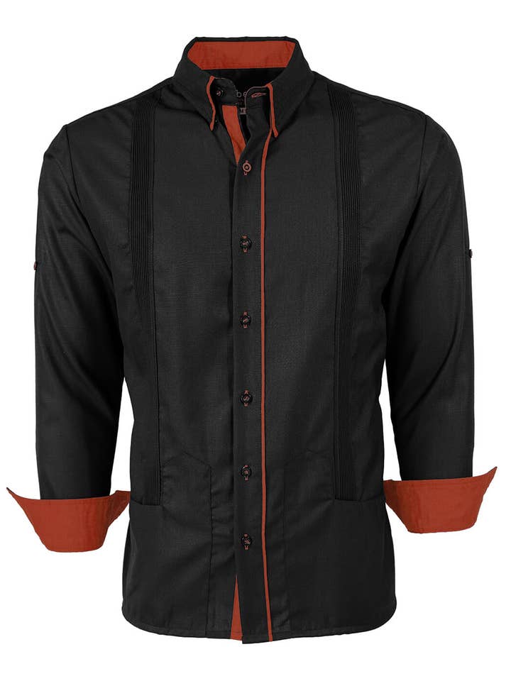 Y.A.Bera Clothing Modern Guayaberas - Wholesale Button Down Shirt - Men's - Couture Black Clásico Norteña Guayabera3
