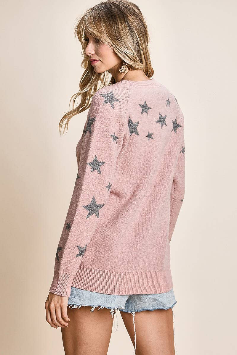 Vanilla Monkey - Wholesale Knit Sweater - Women's - Star Print Pull Over Sweater5