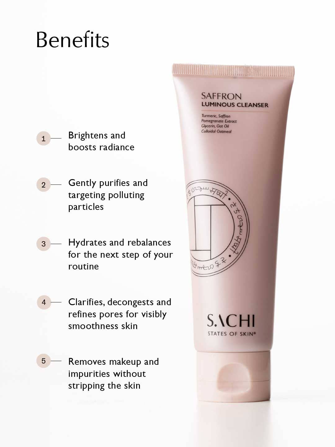 Sachi Skin - Wholesale Facial Cleanser - Saffron Luminous Cleanser - 120ml2