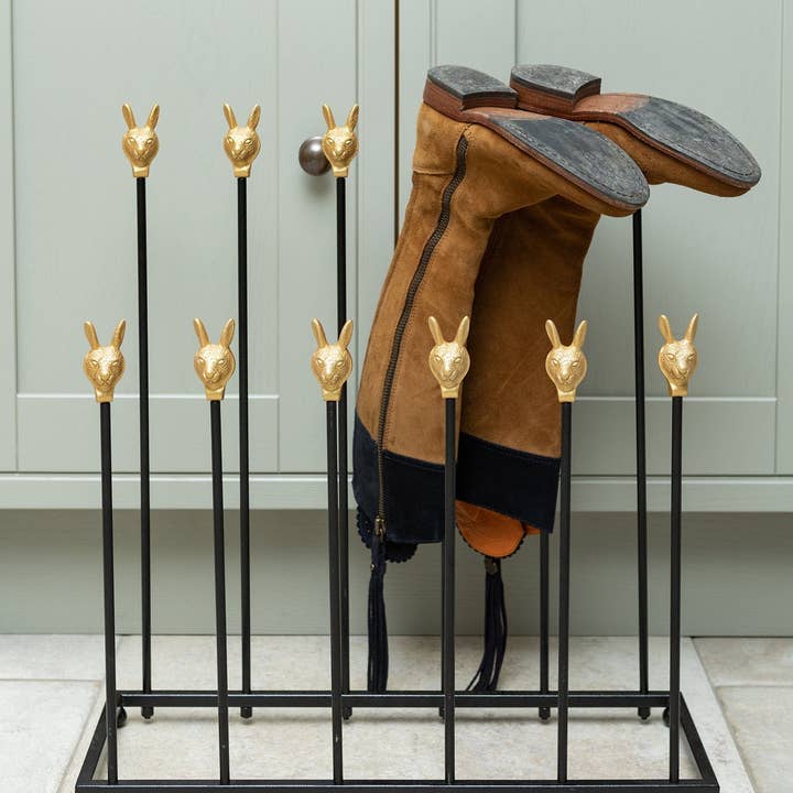 Brass bee Welly Boot Stand - Brass Hares for wholesale by Brass bee