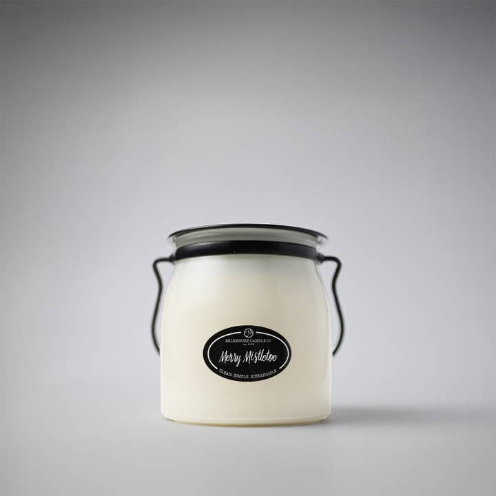 Milkhouse Candle Company - Wholesale Jar/Filled Candle - 16 oz Butter Jar Candle: Merry Mistletoe2
