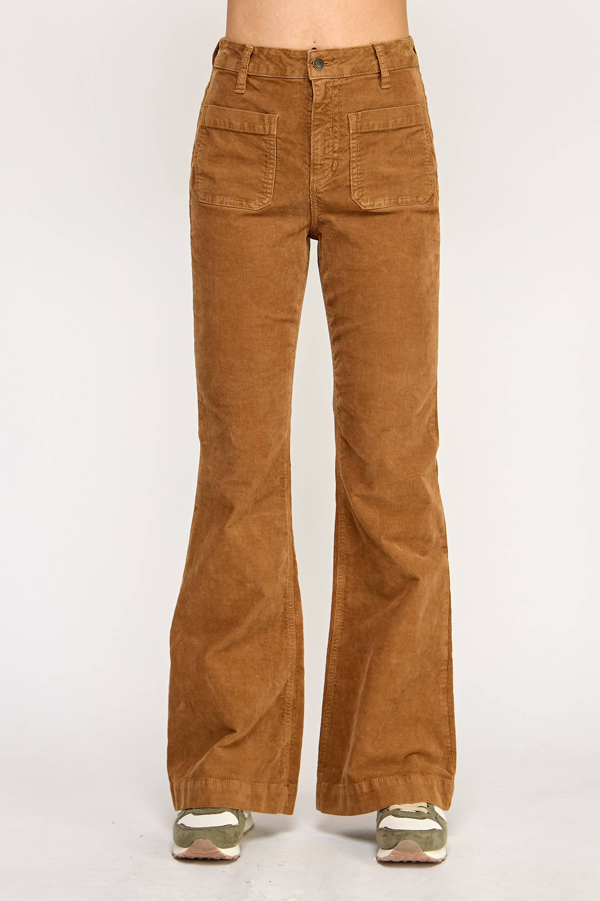 HIGH RISE FLARE JEANS IN CAMEL (P-SP-P105CM) for wholesale on Faire2