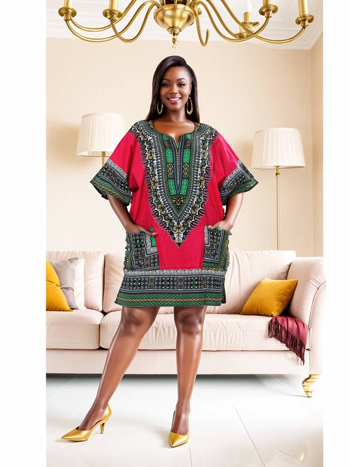 KaraChic - Wholesale Blouse - Women's - 101-R - Dashiki Cotton Shirt African Tribal Boho Kaftan3