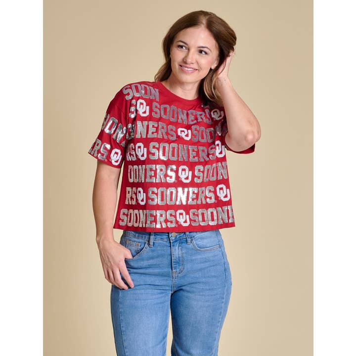 A T-shirt com Lantejoulas Repetidas | Oklahoma por atacado de Stewart Simmons