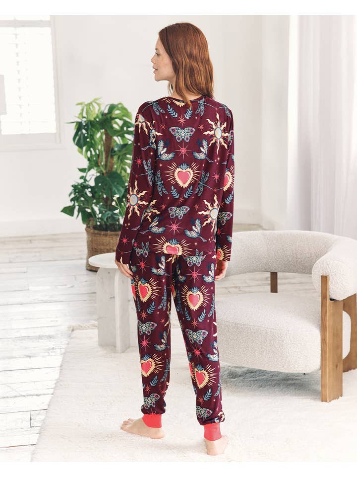 Chelsea Peers - Wholesale Sleepwear Set - Women's - Enchanted Glade Print Crew Neck Long Pyjama Set5