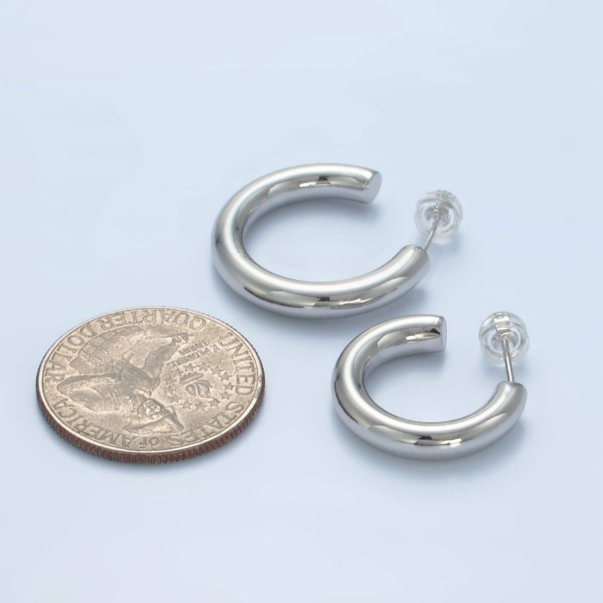 Aim Eternal - Wholesale Hoop Earrings - Silver Filled 35mm Minimalist C-Shaped Hoop Earrings | AD7252