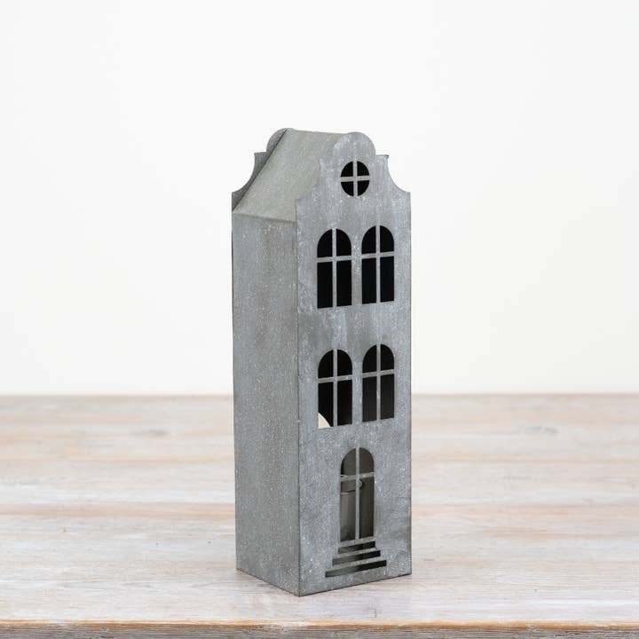 Grey Town House T-Light Holder, 27cm for wholesale by Gainsborough Giftware x Portland Living